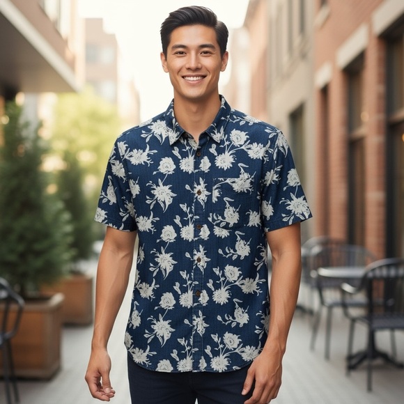 Old Navy Other - Old Navy Navy Blue and White Floral Shirt